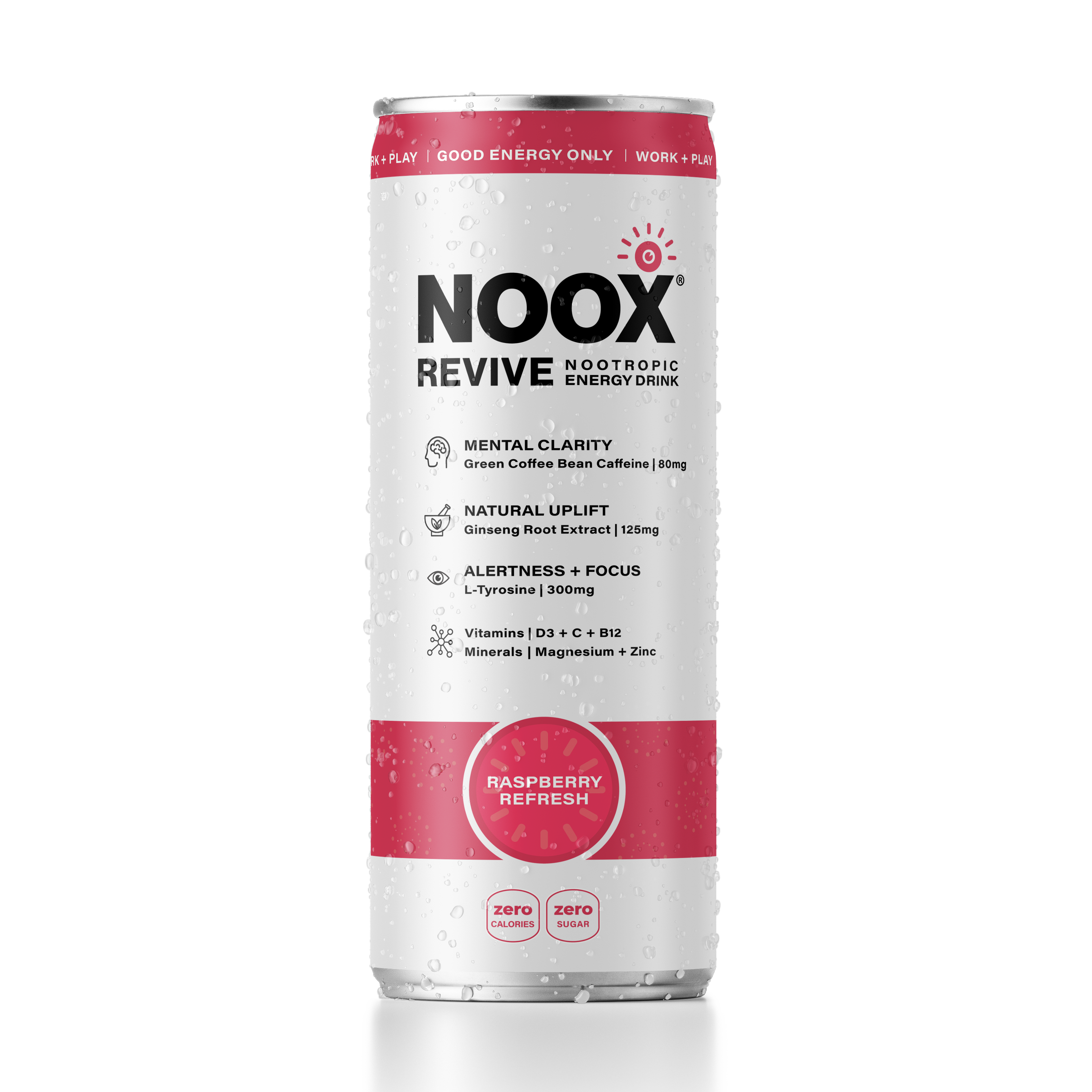 Single can of Noox Revive in Raspberry Refresh flavour